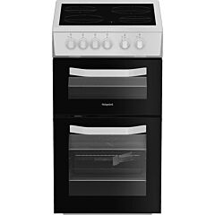 Hotpoint 50cm Twin Cavity Electric Cooker - White - HTE5VCW
