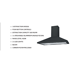 Neue 90cm Chimney Hood - Black - NCE90NN
