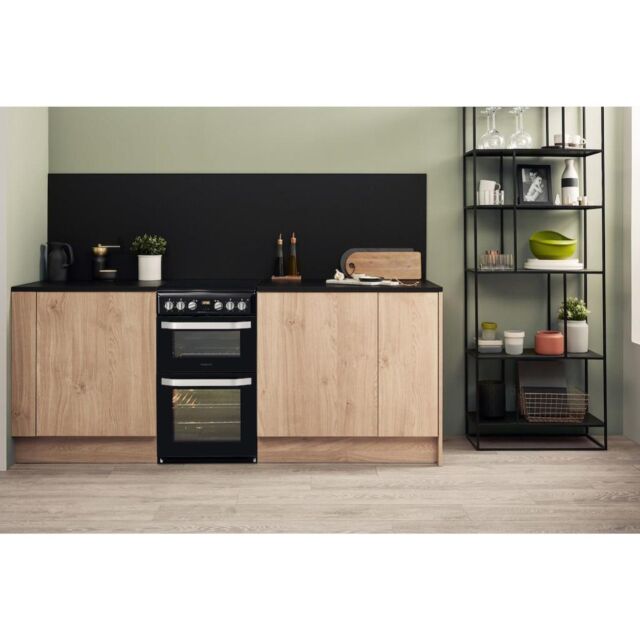 Hotpoint HD5V93CCB/UK Electric Freestanding 50cm Double Cooker - Black