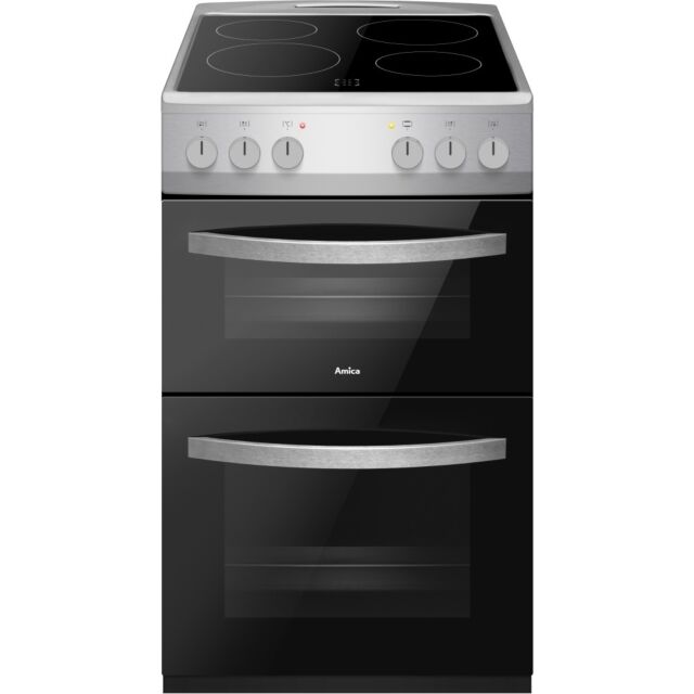 Amica 50cm Twin Cavity Electric Cooker - Stainless Steel - AFC502SS 