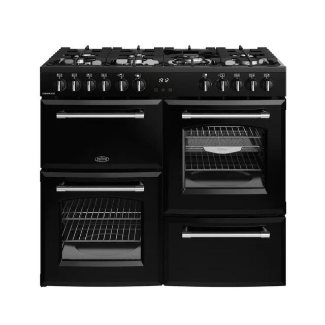 Belling RCA Farmhouse Dual Fuel 100cm Range Cooker - Black - 444411829 