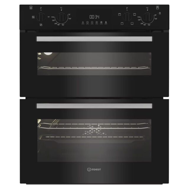 Indesit Double Under Electric Oven - Black - DUI10DB