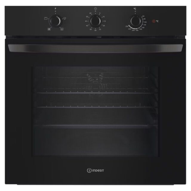 Indesit 60cm Single Oven - Black - IO233BUK