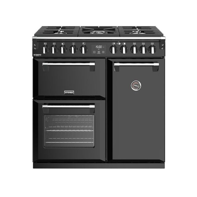 Stoves Richmond Deluxe 90cm Dual Fuel Range Cooker - Black - 444444897