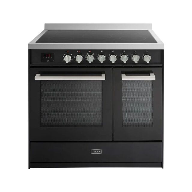 Tesla 90cm Electric Range Cooker - Black - T90DCRCB