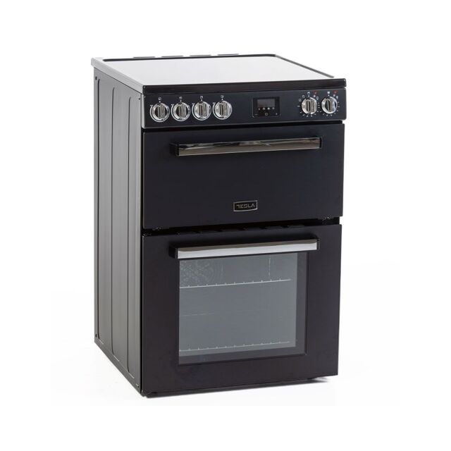 Tesla 60cm Double Oven Electric Cooker - Black - TMRC60B