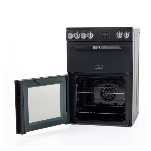 Tesla 60cm Double Oven Electric Cooker - Black - TMRC60B