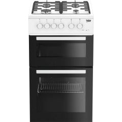 Beko 50cm Twin Cavity Gas Cooker - White - KDG580W