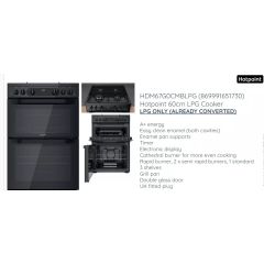 Hotpoint 60cm Double Oven LPG Gas Cooker - Black - HDM67G0CMBLPG 
