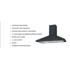 Neue 90cm Chimney Hood - Black - NCE90NN
